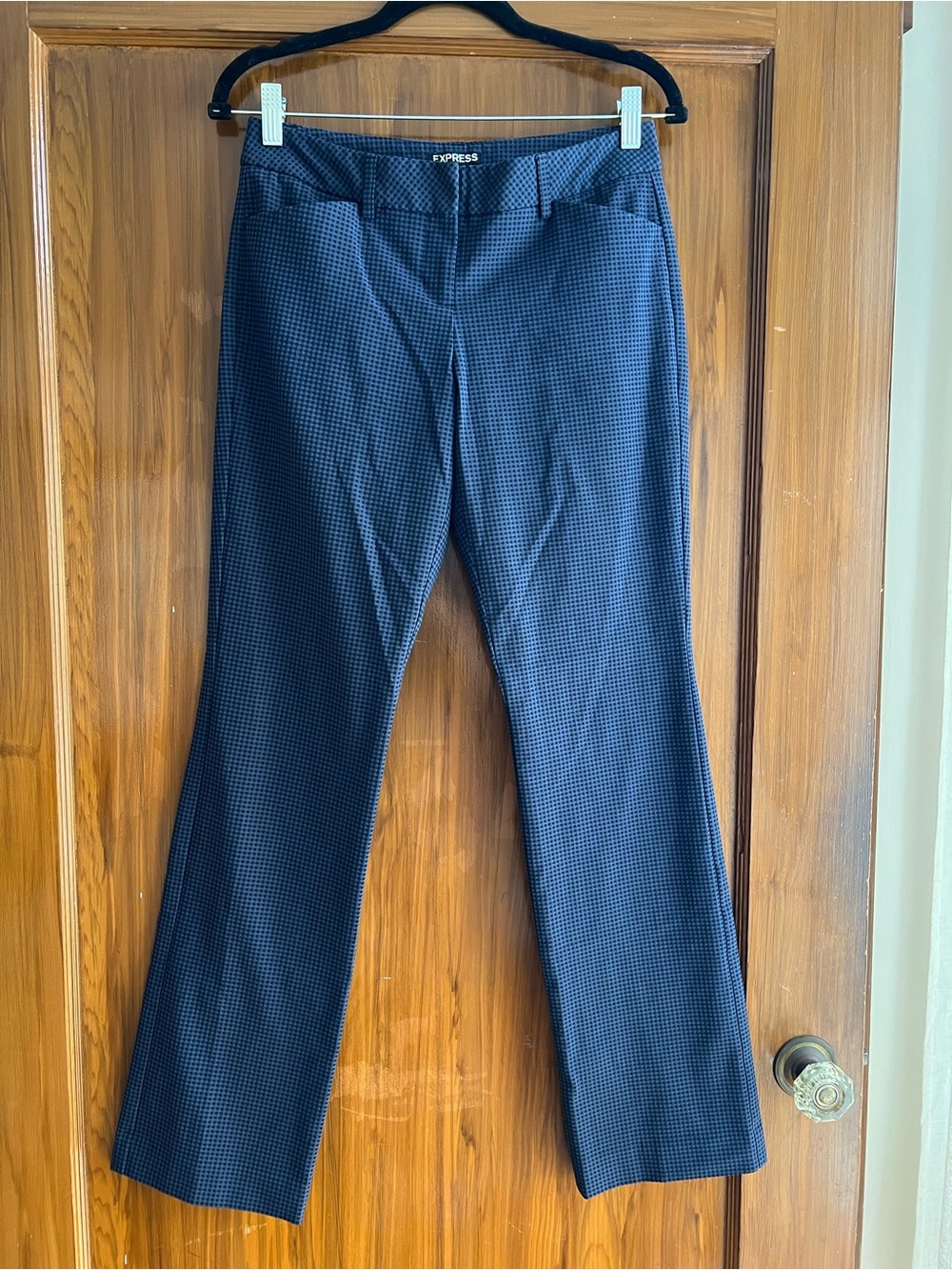 Express Navy Micro-Check Dress Pants